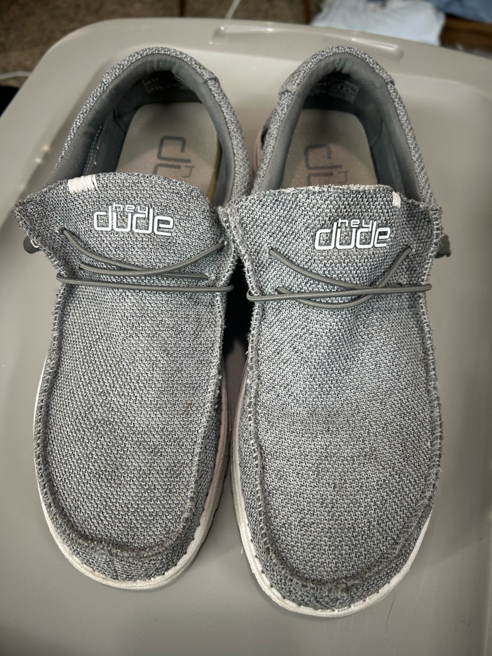 Hey Dude Wally Sox Grey White Slip-On Loafers Sz 14